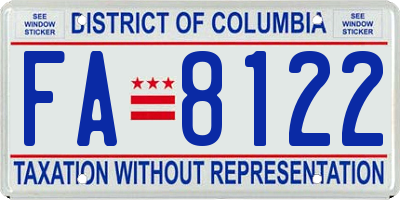 DC license plate FA8122