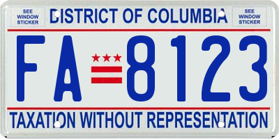 DC license plate FA8123