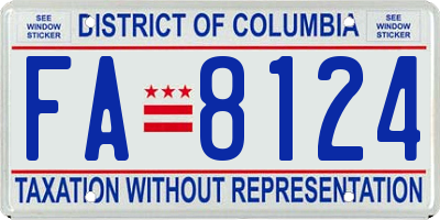 DC license plate FA8124