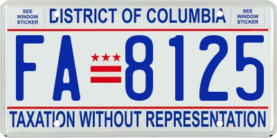 DC license plate FA8125