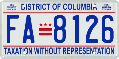 DC license plate FA8126