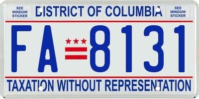 DC license plate FA8131