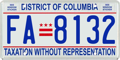 DC license plate FA8132