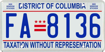 DC license plate FA8136