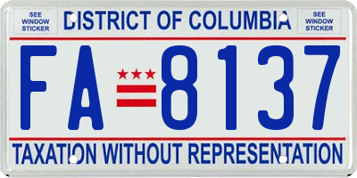 DC license plate FA8137