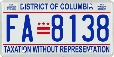 DC license plate FA8138