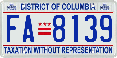 DC license plate FA8139