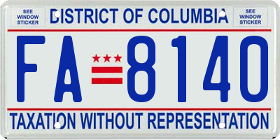 DC license plate FA8140