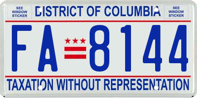 DC license plate FA8144