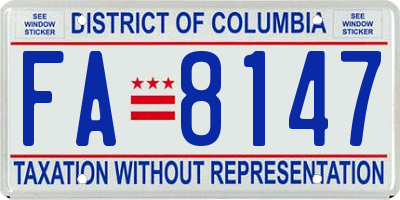 DC license plate FA8147