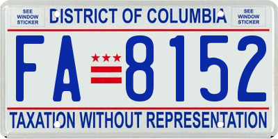 DC license plate FA8152