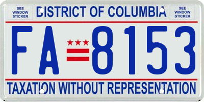 DC license plate FA8153