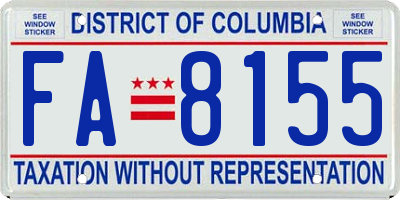 DC license plate FA8155