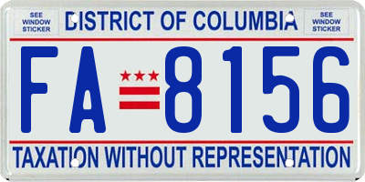 DC license plate FA8156