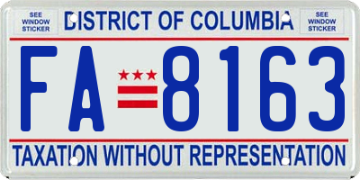 DC license plate FA8163