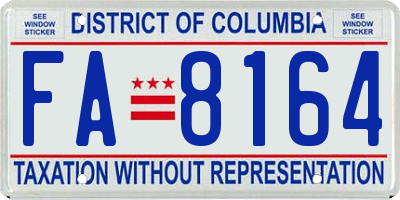 DC license plate FA8164