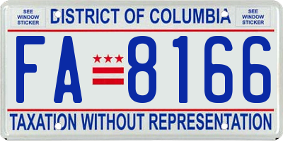 DC license plate FA8166