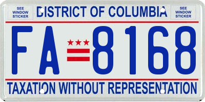 DC license plate FA8168