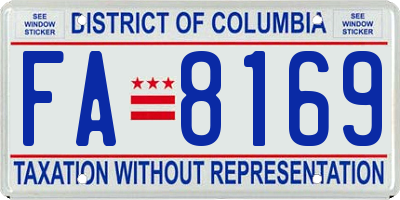 DC license plate FA8169