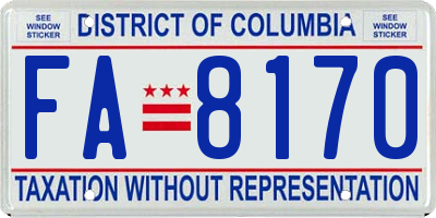 DC license plate FA8170