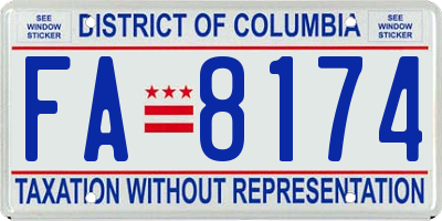 DC license plate FA8174