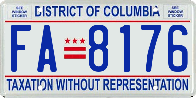 DC license plate FA8176