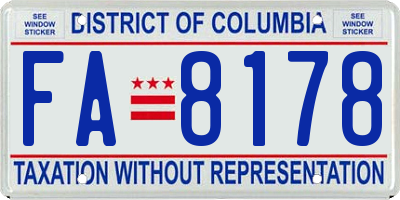 DC license plate FA8178