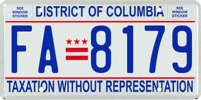 DC license plate FA8179