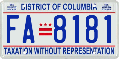 DC license plate FA8181