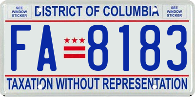 DC license plate FA8183