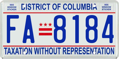 DC license plate FA8184