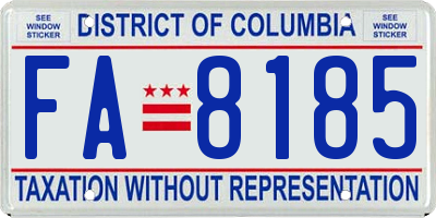 DC license plate FA8185