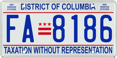 DC license plate FA8186