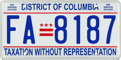 DC license plate FA8187