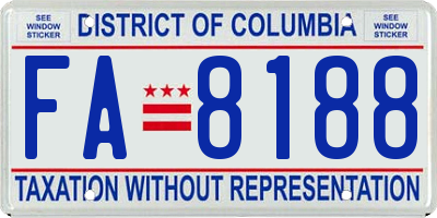 DC license plate FA8188