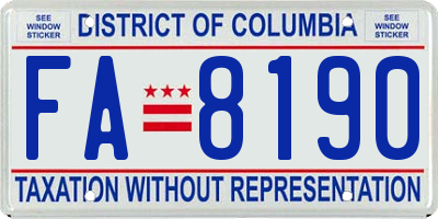 DC license plate FA8190