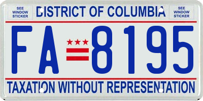 DC license plate FA8195