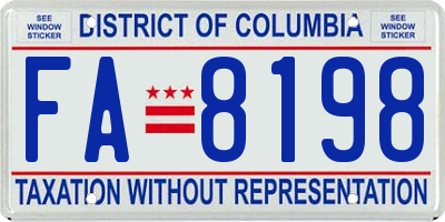 DC license plate FA8198