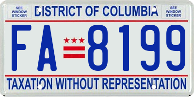 DC license plate FA8199