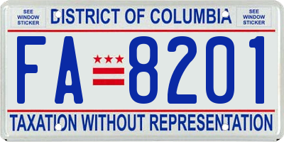 DC license plate FA8201