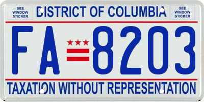 DC license plate FA8203