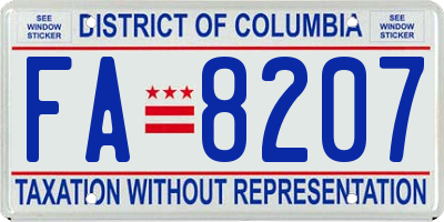 DC license plate FA8207