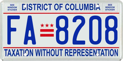 DC license plate FA8208