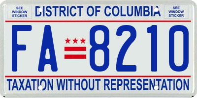 DC license plate FA8210