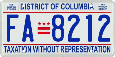 DC license plate FA8212