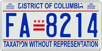 DC license plate FA8214