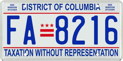 DC license plate FA8216