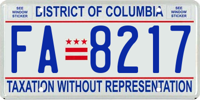 DC license plate FA8217