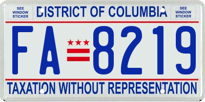 DC license plate FA8219