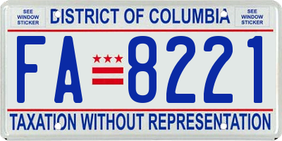 DC license plate FA8221